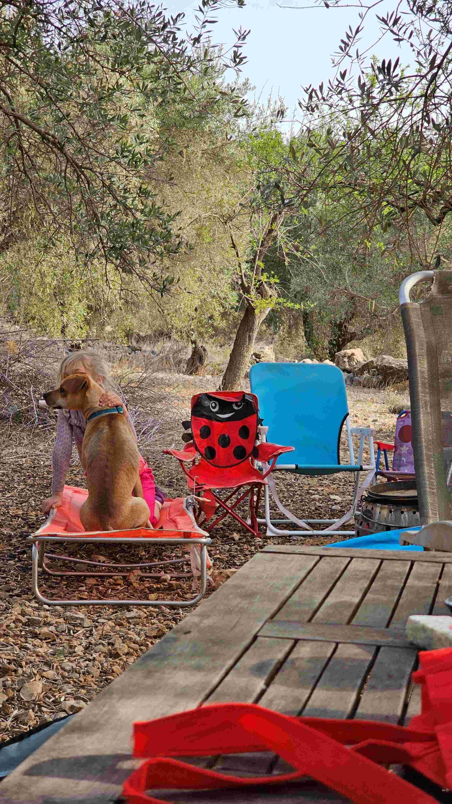 Unsere Tochter mit unserem Hund auf der Finca Armonia in Spanien